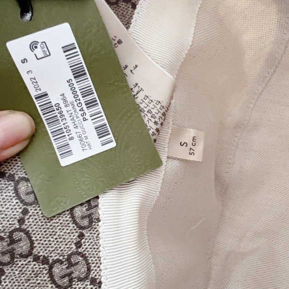 NEW Gucci Apple Supreme Logo Fedora Basket Hat Coated Canvas Beige Ebony Size S - Picture 14 of 14